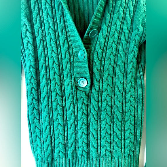 Jones New York Sport Green Knit Three-Button Pullover Sweater w/ Hood - Picture 5 of 9